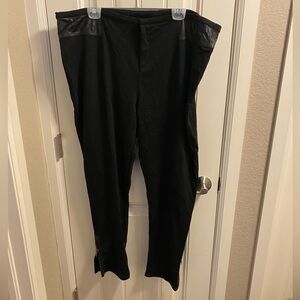 Jennifer Hudson Pants XL Black Stretch Leggings With Faux Leather Trim Zip Cuff